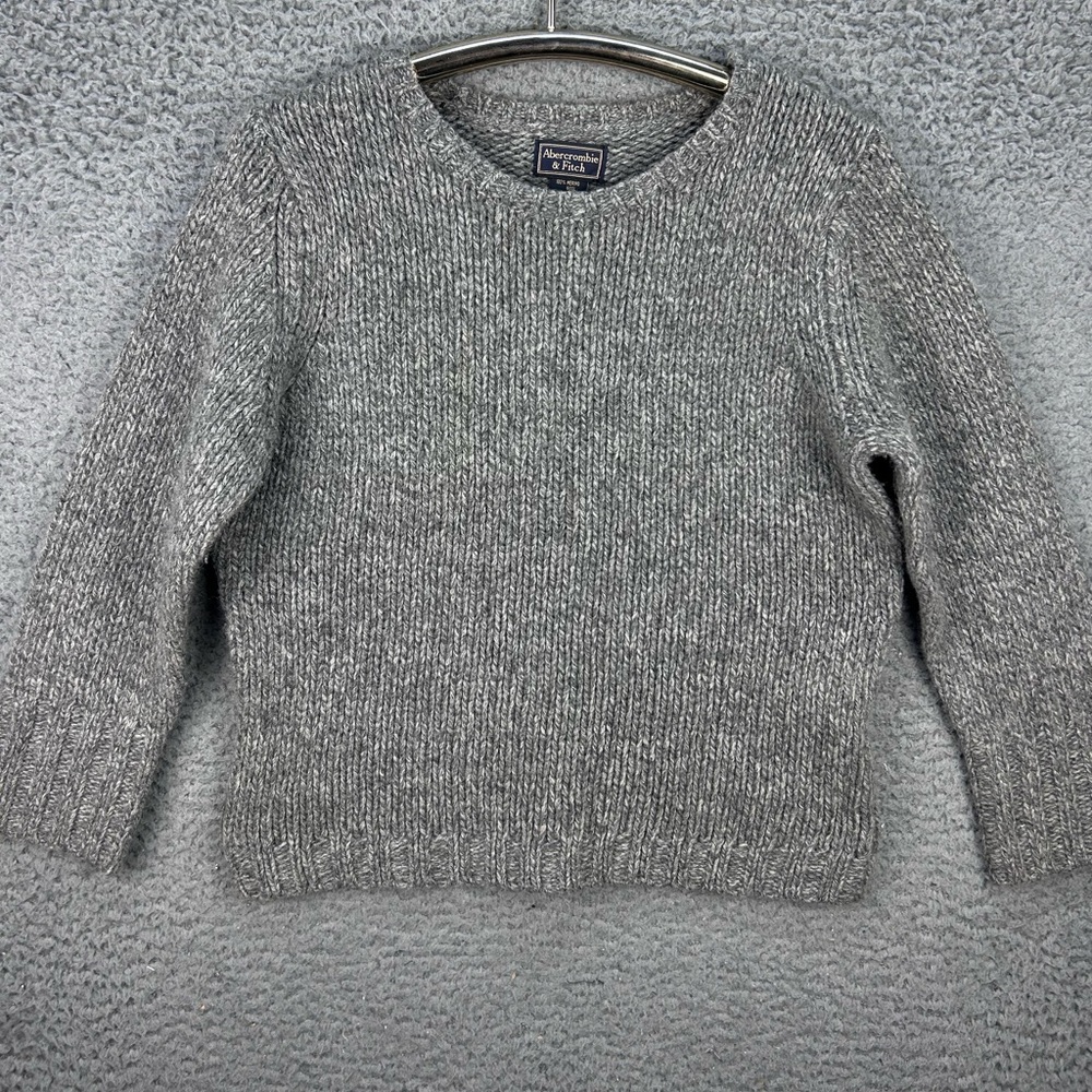 Vtg Abercrombie & Fitch 100% Merino Wool Sweater Womens Large Gray Crewneck 90s‎